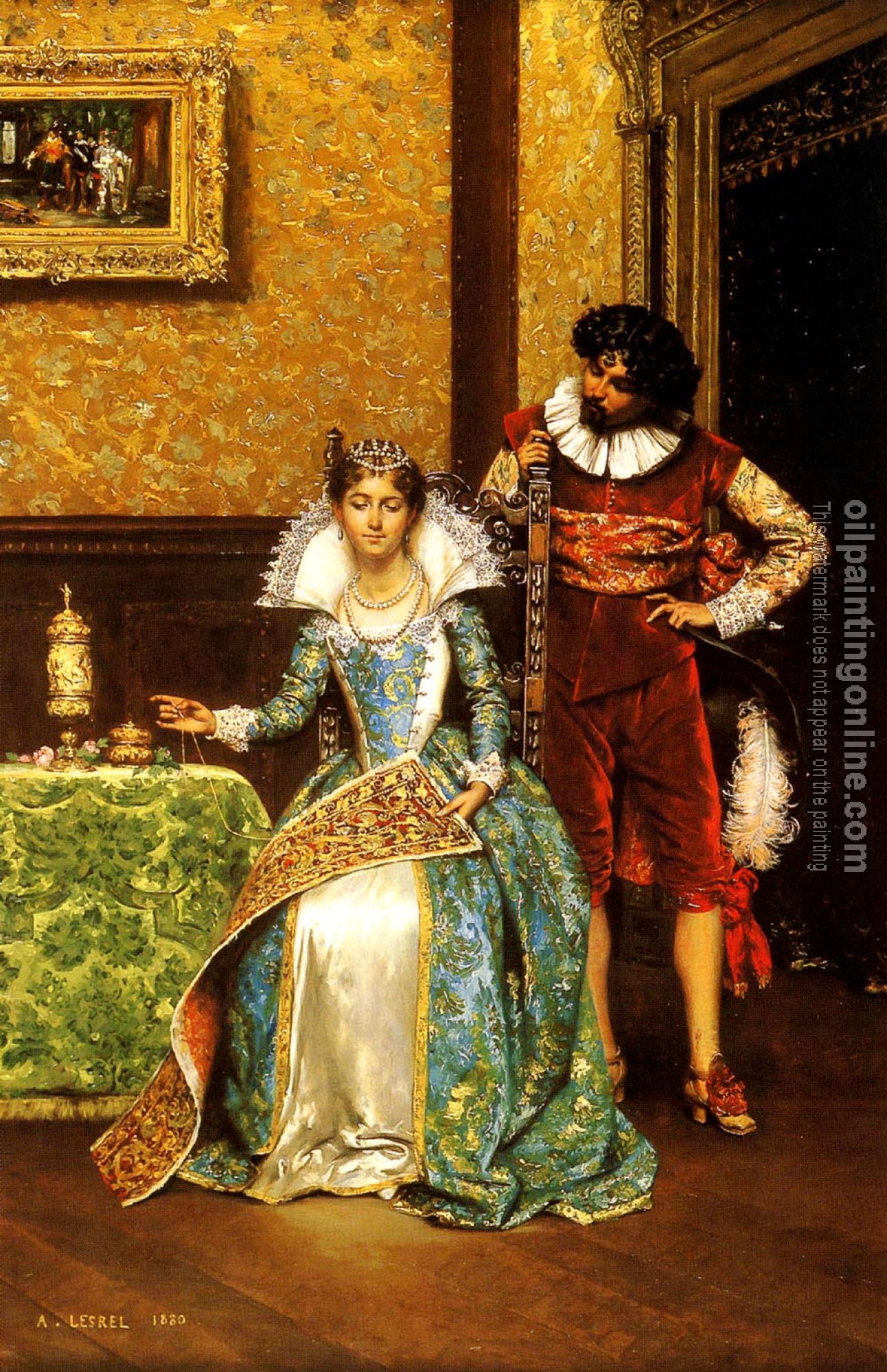 Lesrel, Adolphe Alexandre - The Attentive Courtier